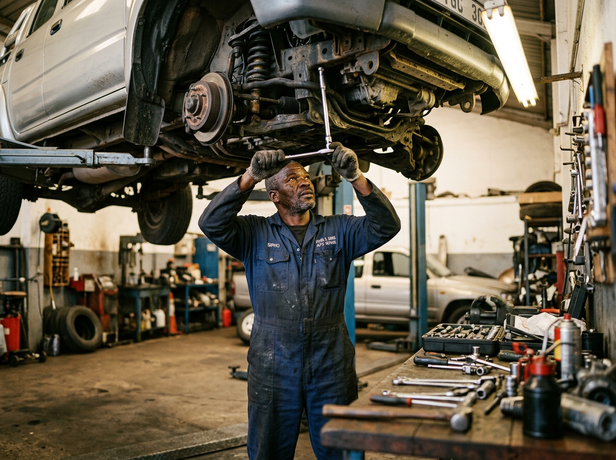 A auto repair shop at work