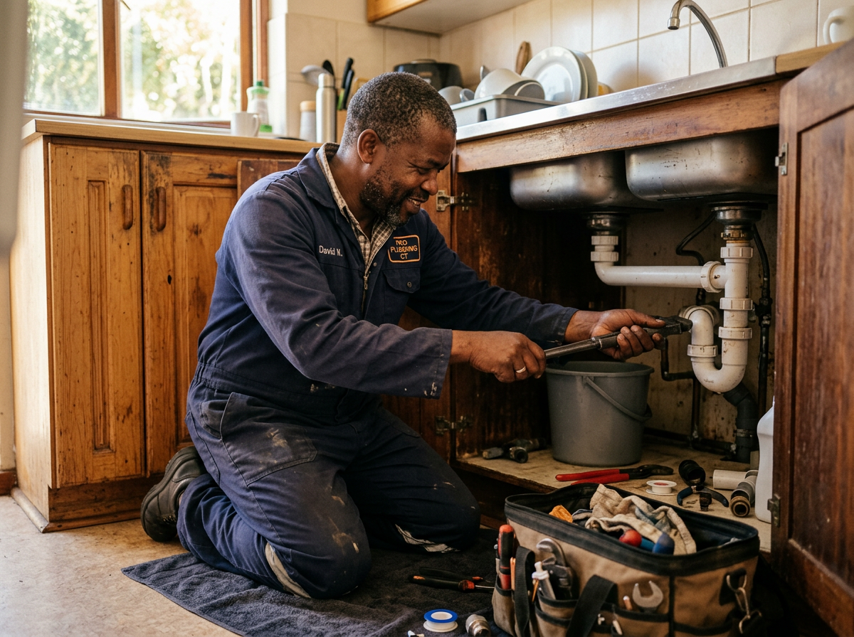 A plumber at work