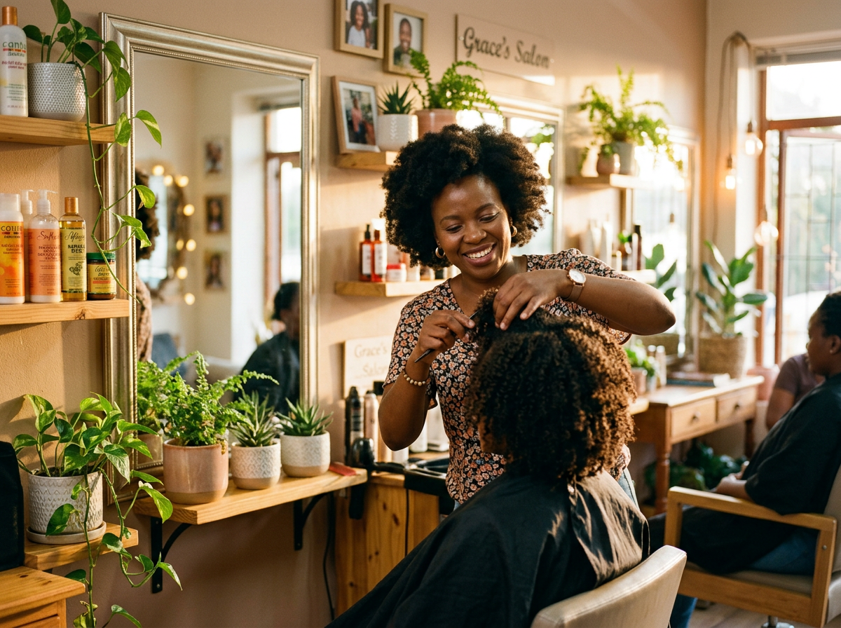 A salon at work